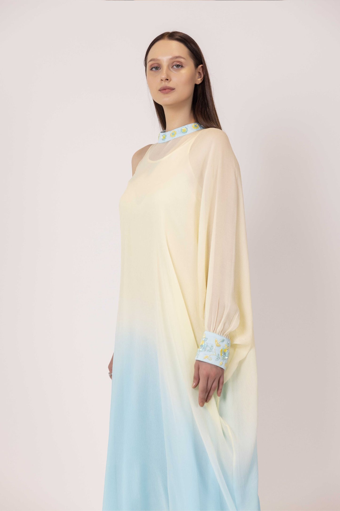 Iris Water Shaded Chiffon Kaftan Dress