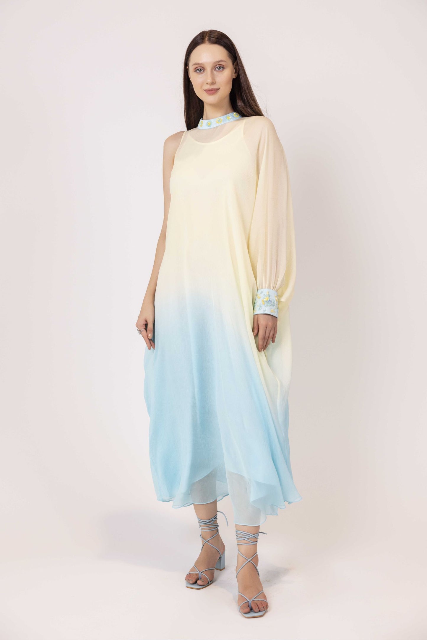 Iris Water Shaded Chiffon Kaftan Dress