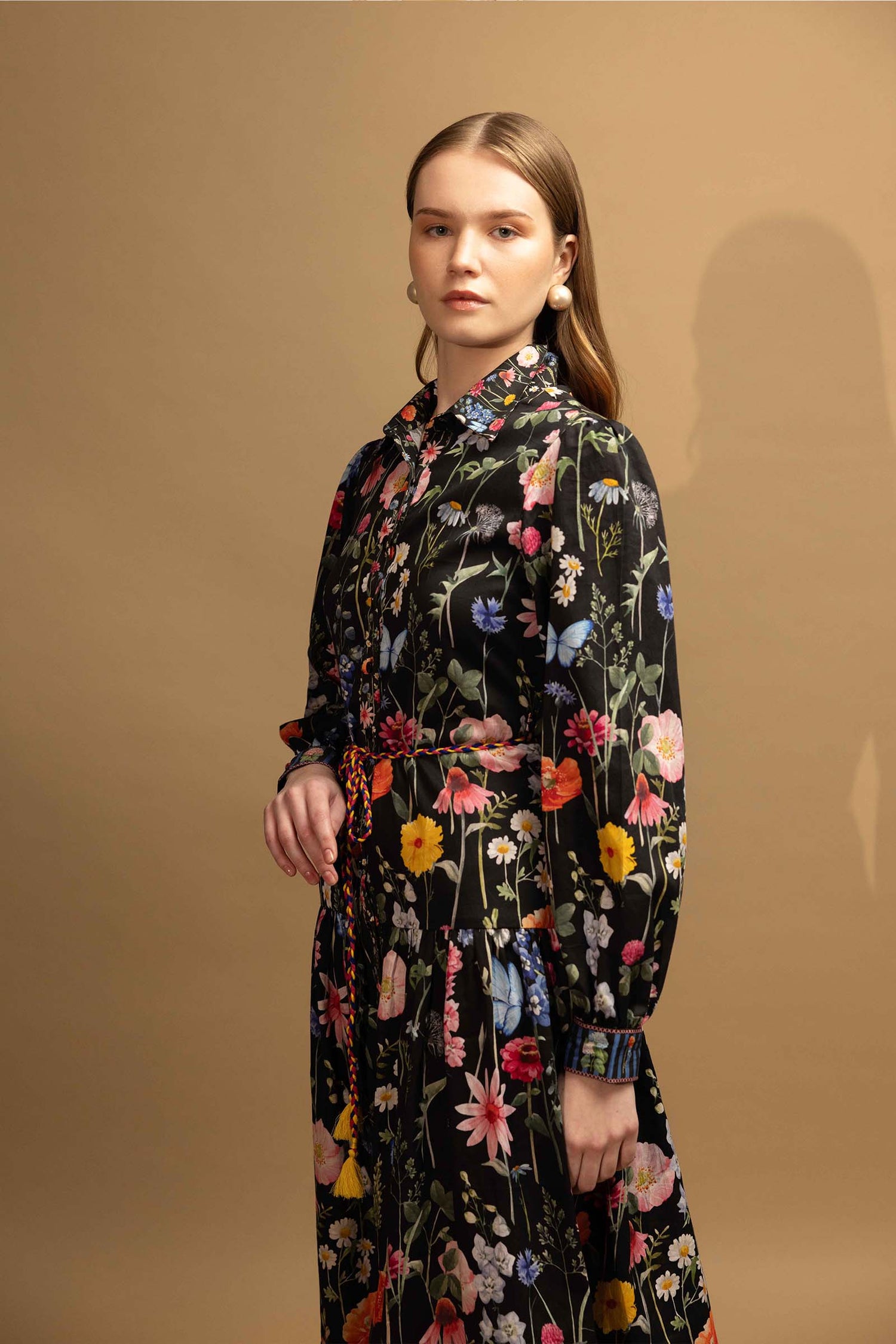 BLACK BLOSSOM BORDER DRESS