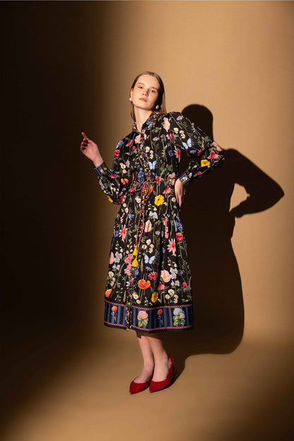BLACK BLOSSOM BORDER DRESS