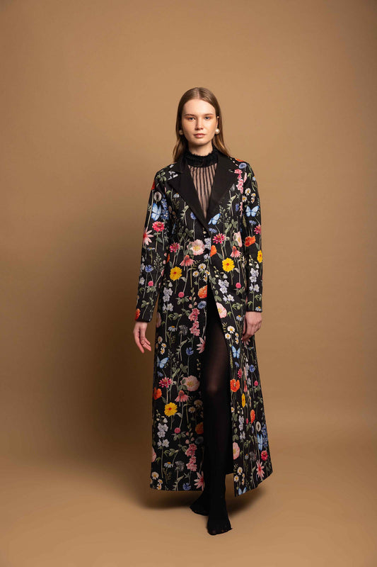 BLACK BLOSSOM FULL LENGTH OVER COAT (LIMITED EDITION )