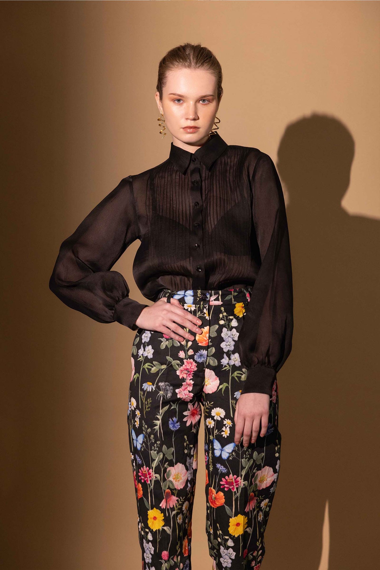 BLACK BLOSSOM TROUSERS
