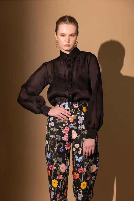 BLACK BLOSSOM TROUSERS