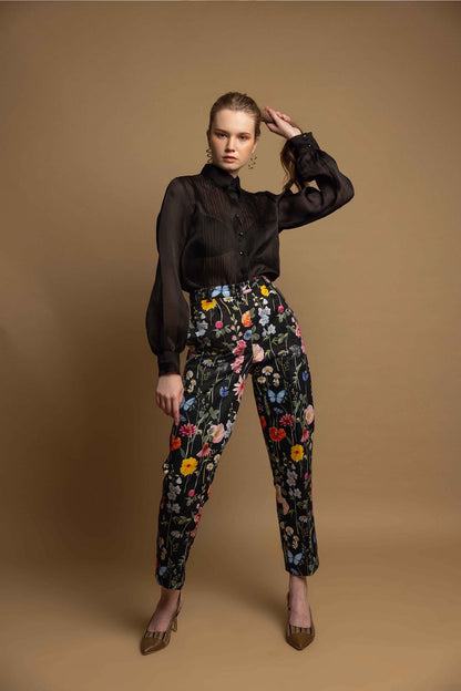 BLACK BLOSSOM TROUSERS