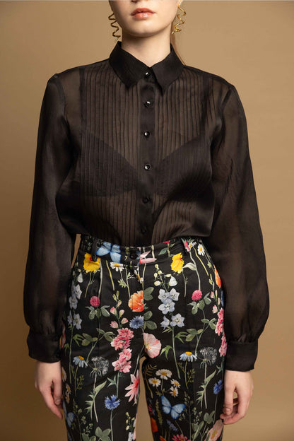 BLACK BLOSSOM TROUSERS