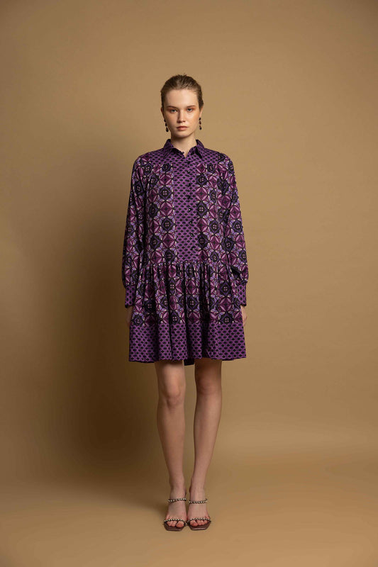 SHARP VIOLET PANEL DRESS