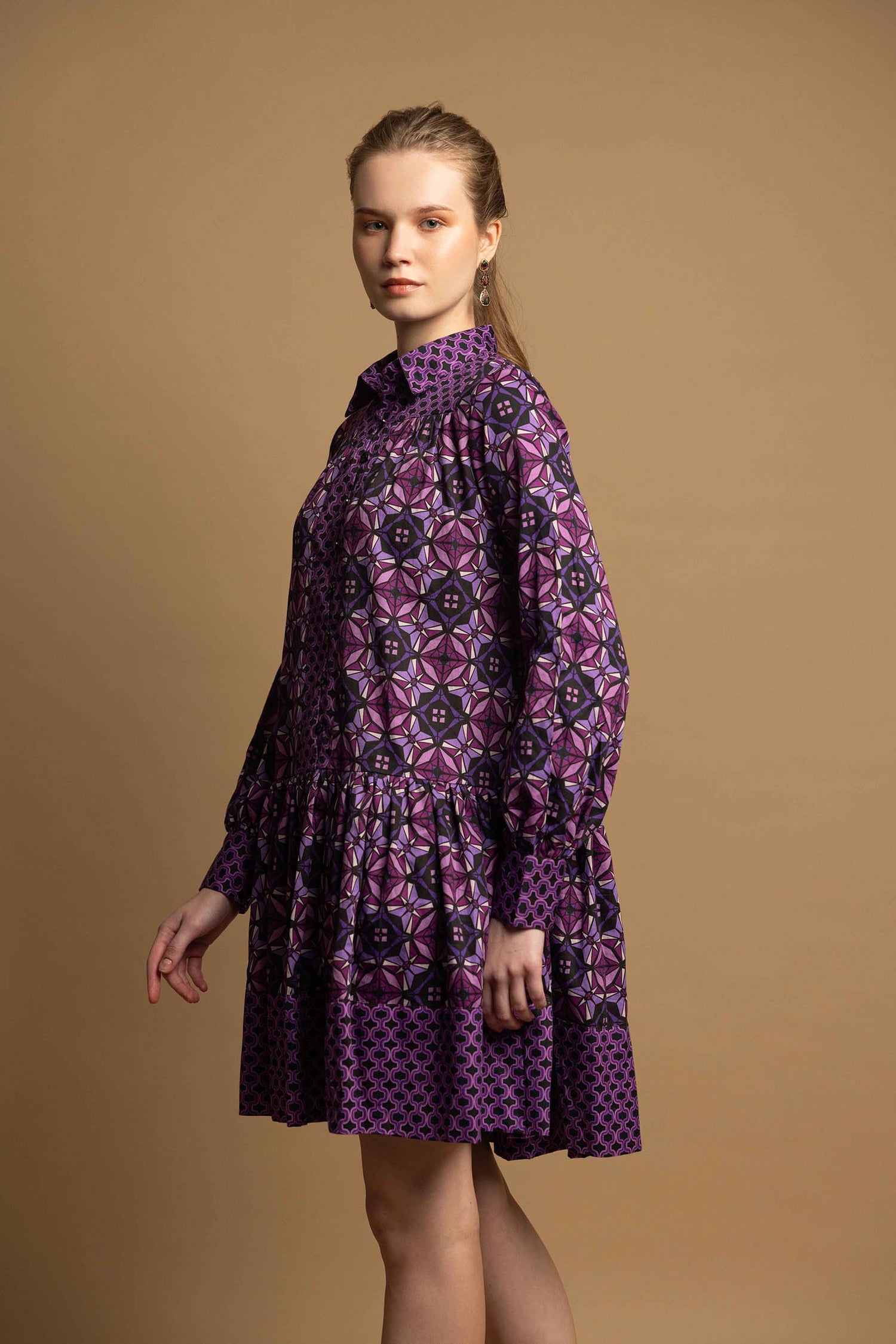 SHARP VIOLET PANEL DRESS