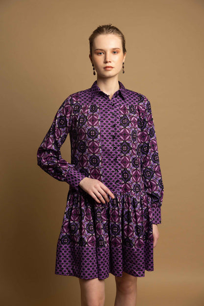 SHARP VIOLET PANEL DRESS