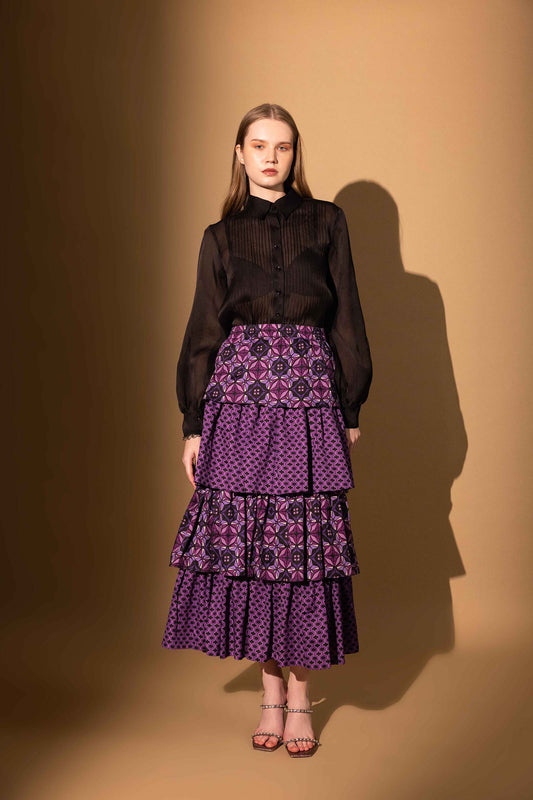 SHARP VIOLET TIER SKIRT