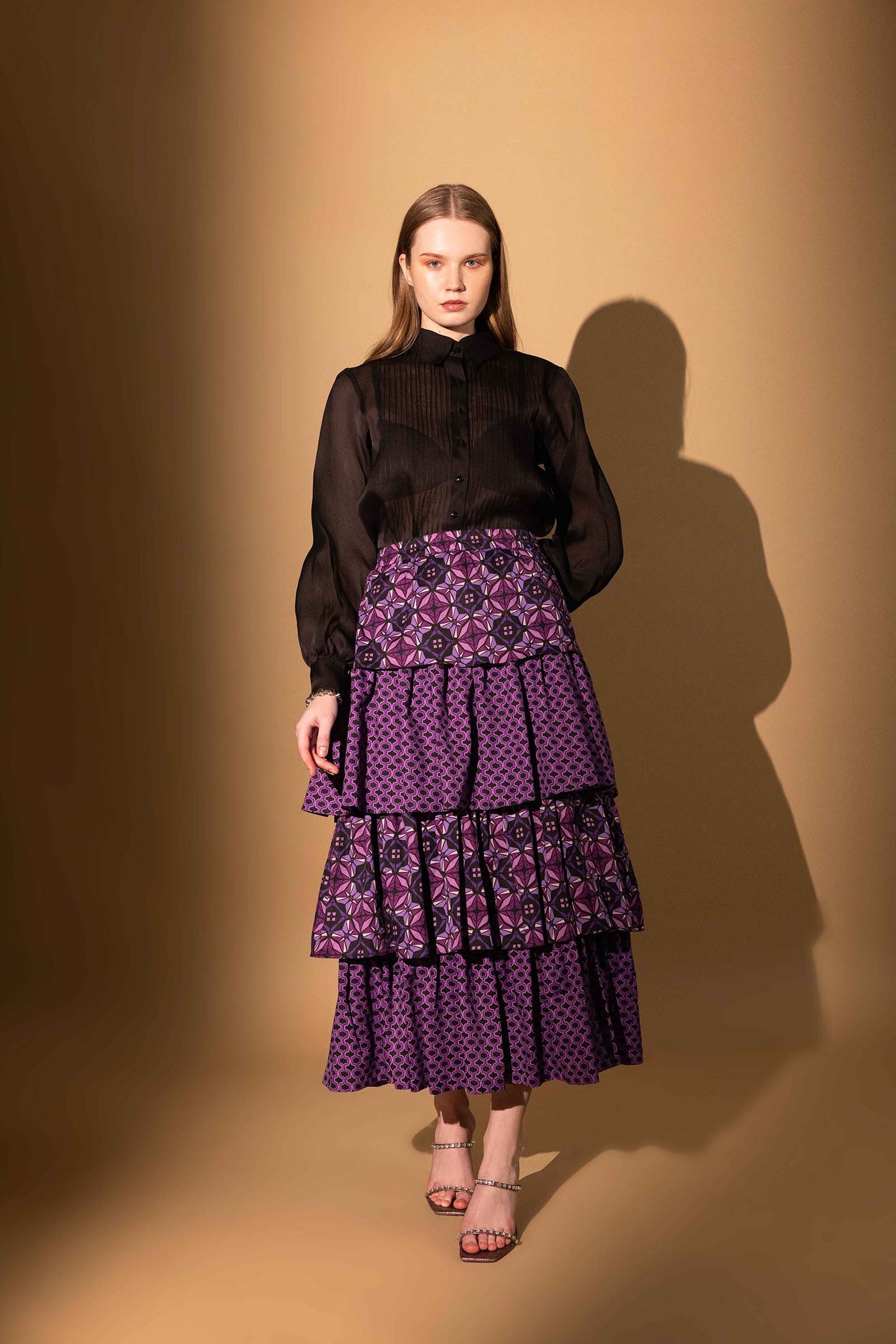 SHARP VIOLET TIER SKIRT