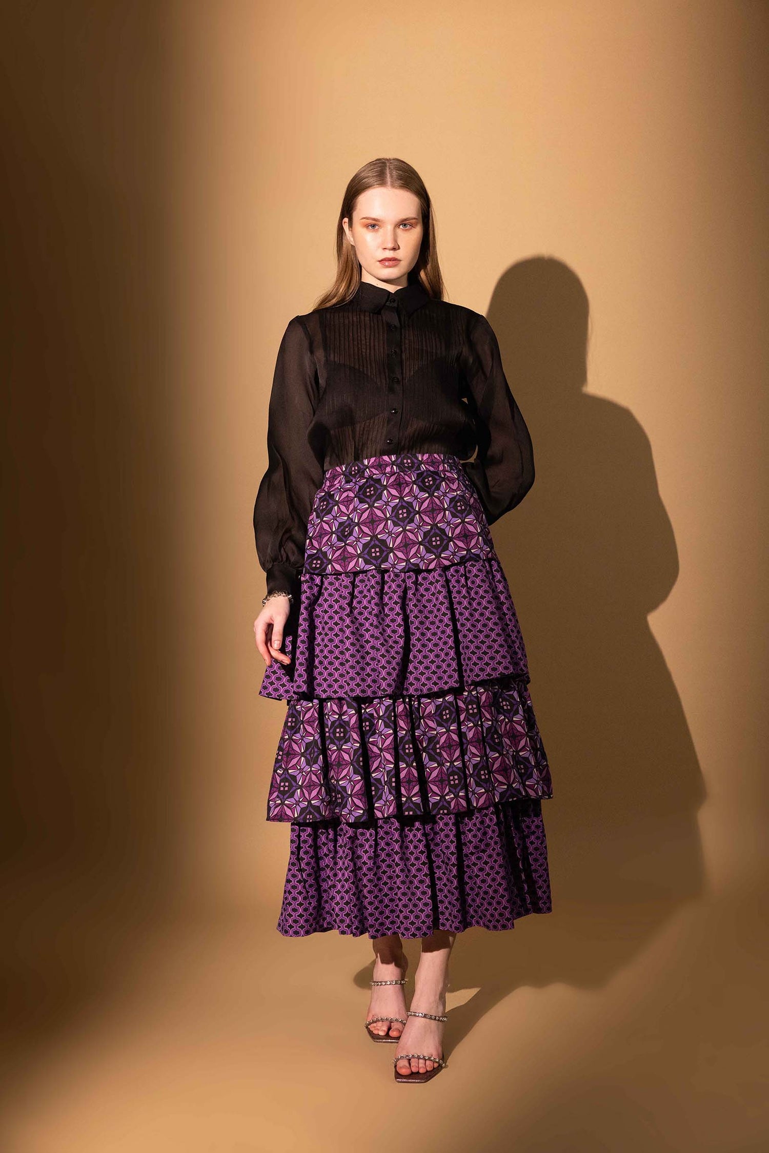 SHARP VIOLET TIER SKIRT