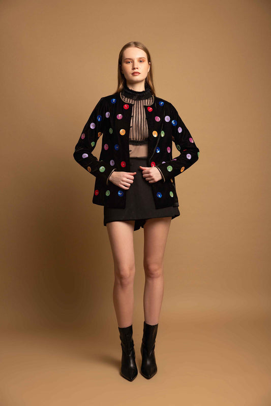 POLKA SEQUENCED VELVET JACKET