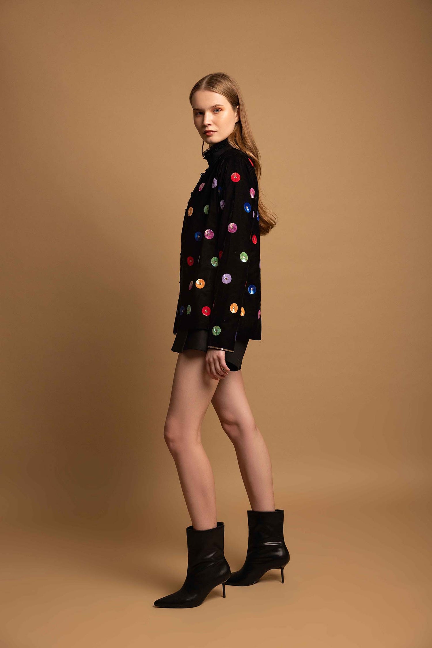 POLKA SEQUENCED VELVET JACKET