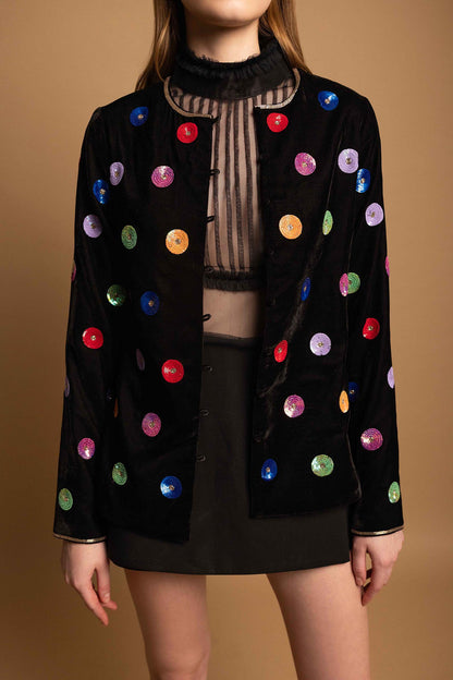 POLKA SEQUENCED VELVET JACKET