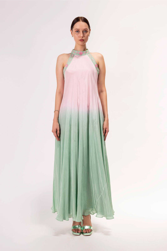 Pink and Jade Lime Shaded Gown
