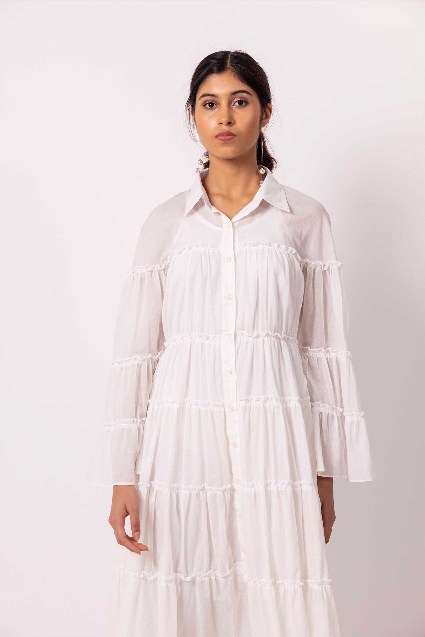 ORGANIC OFF WHITE TIER DRESS