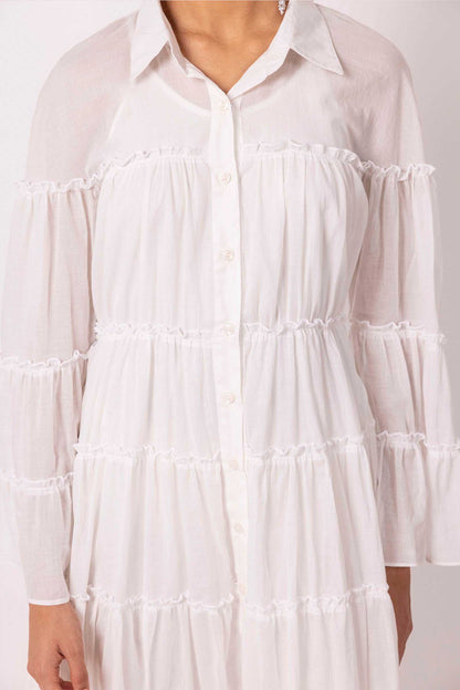ORGANIC OFF WHITE TIER DRESS