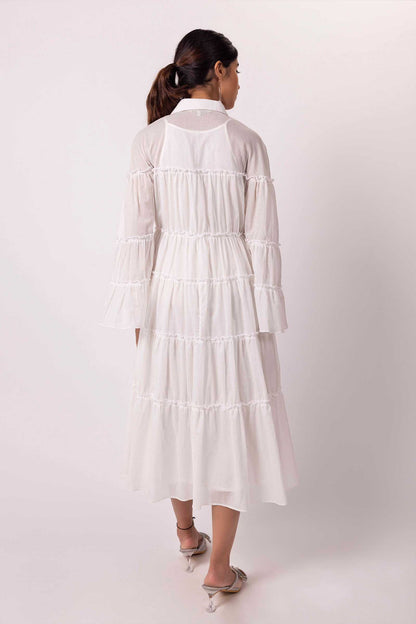 ORGANIC OFF WHITE TIER DRESS