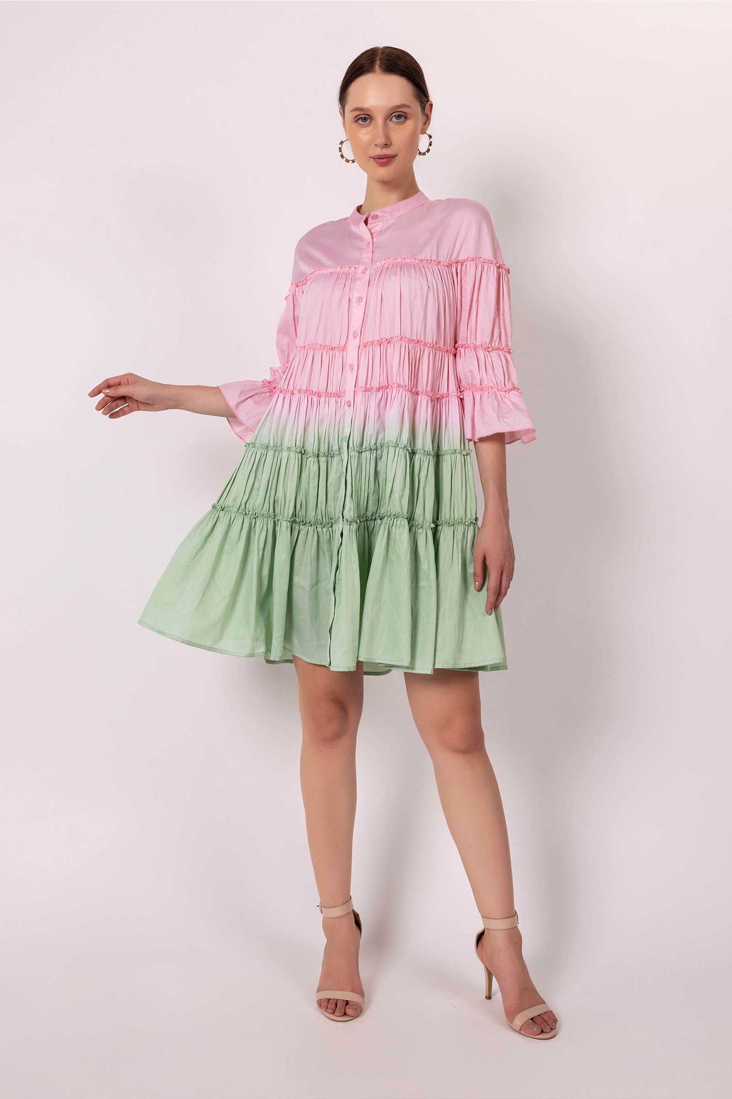 Pink and Jade Lime Tier Dress
