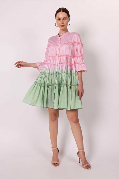 Pink and Jade Lime Tier Dress