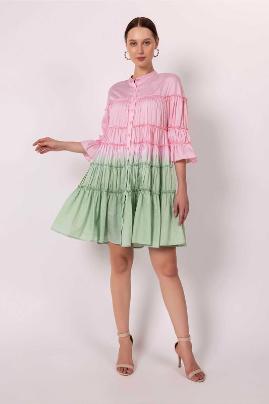 Pink and Jade Lime Tier Dress
