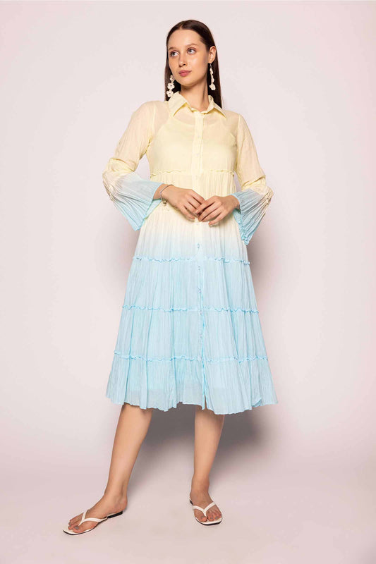 Iris Water Shaded Tier Dress Long – 100% Organic