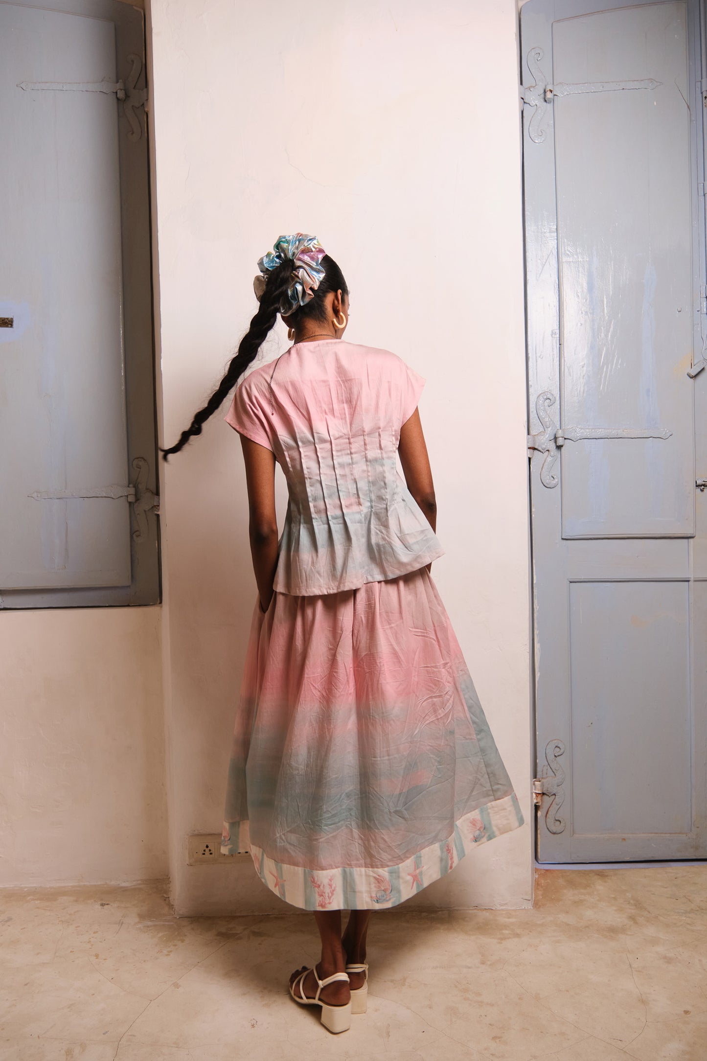 OCEAN MIST GATHERED SKIRT