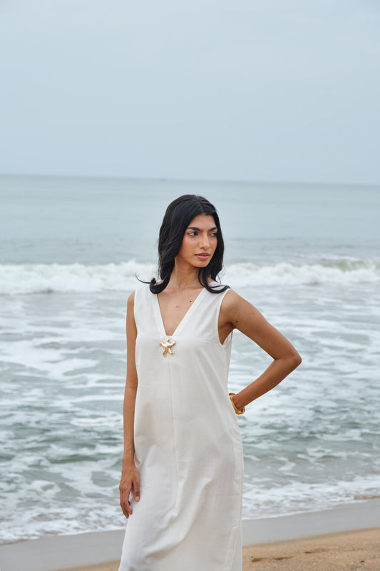 PEARL WHITE SLIT DRESS