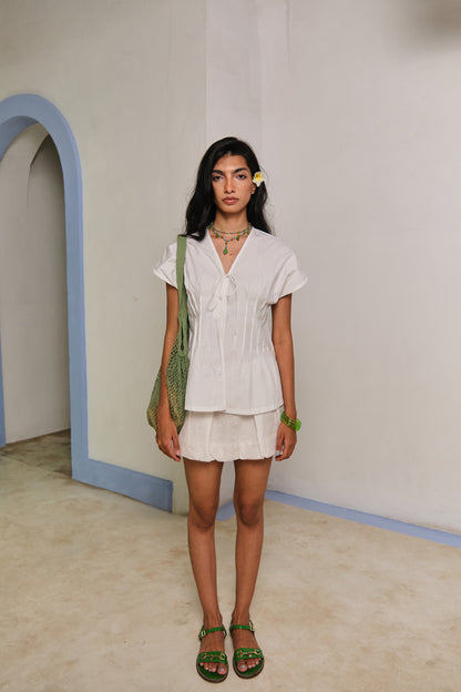 CLASSIC WHITE PLEATED SHIRT