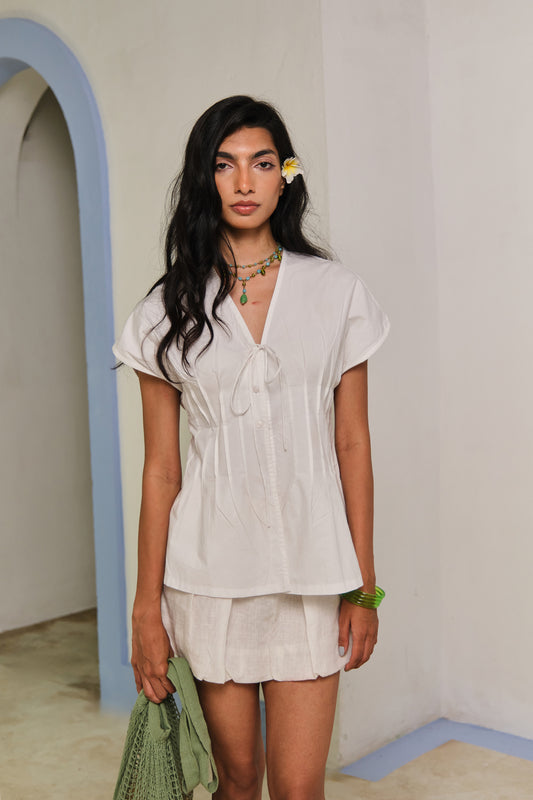CLASSIC WHITE PLEATED SHIRT