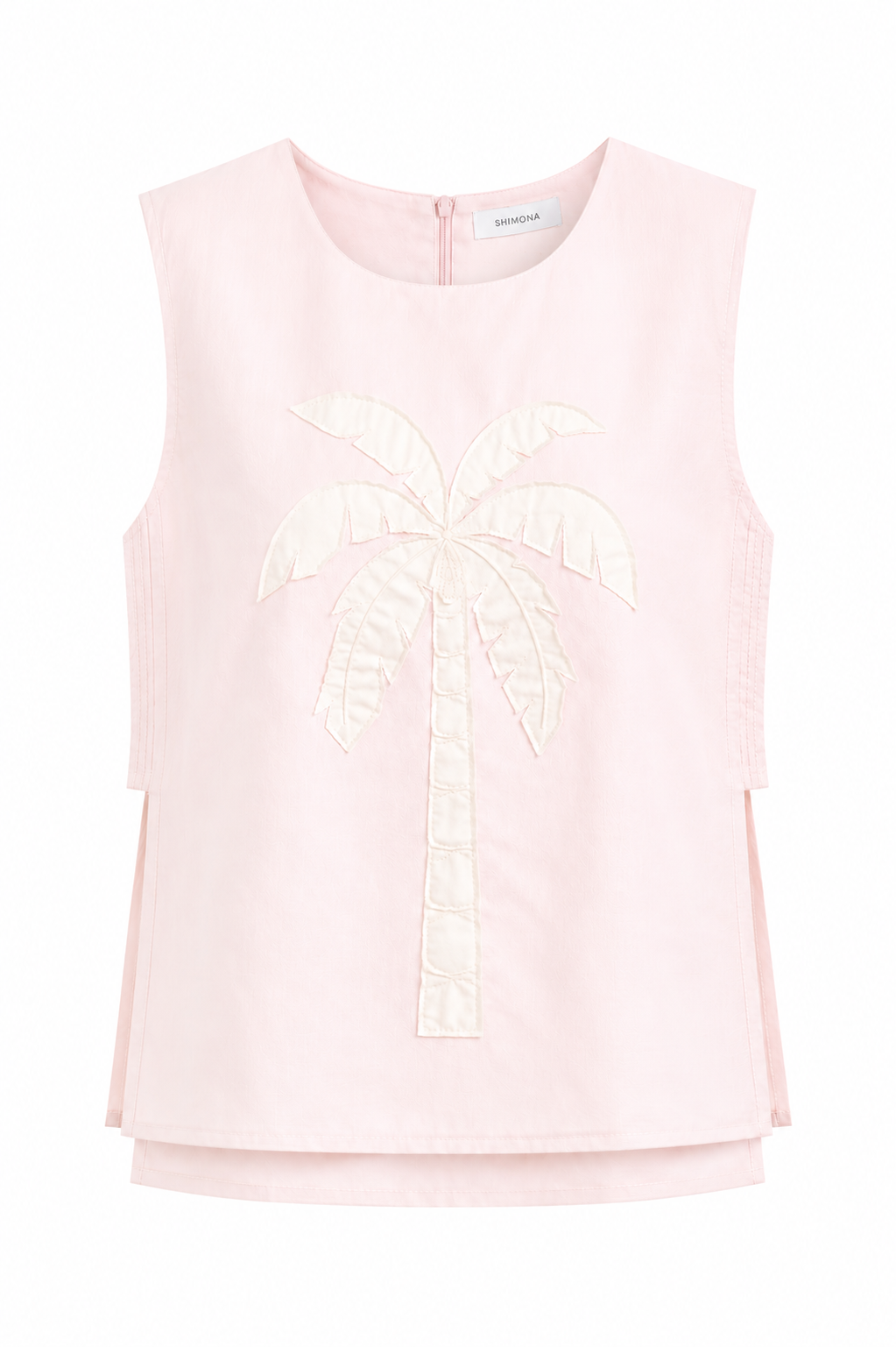 PINK PALM TREE APPLIQUE TOP