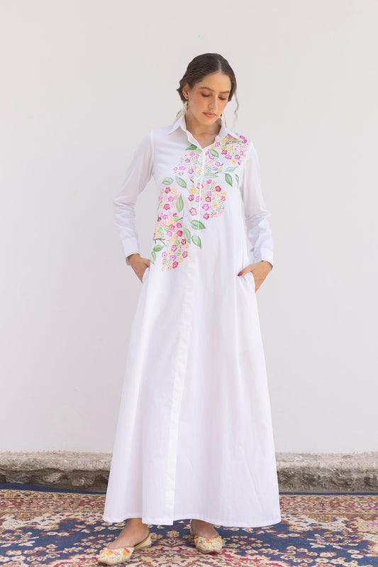 LANTANA HAND PAINTED MULTI FLORAL SHIRT DRESS