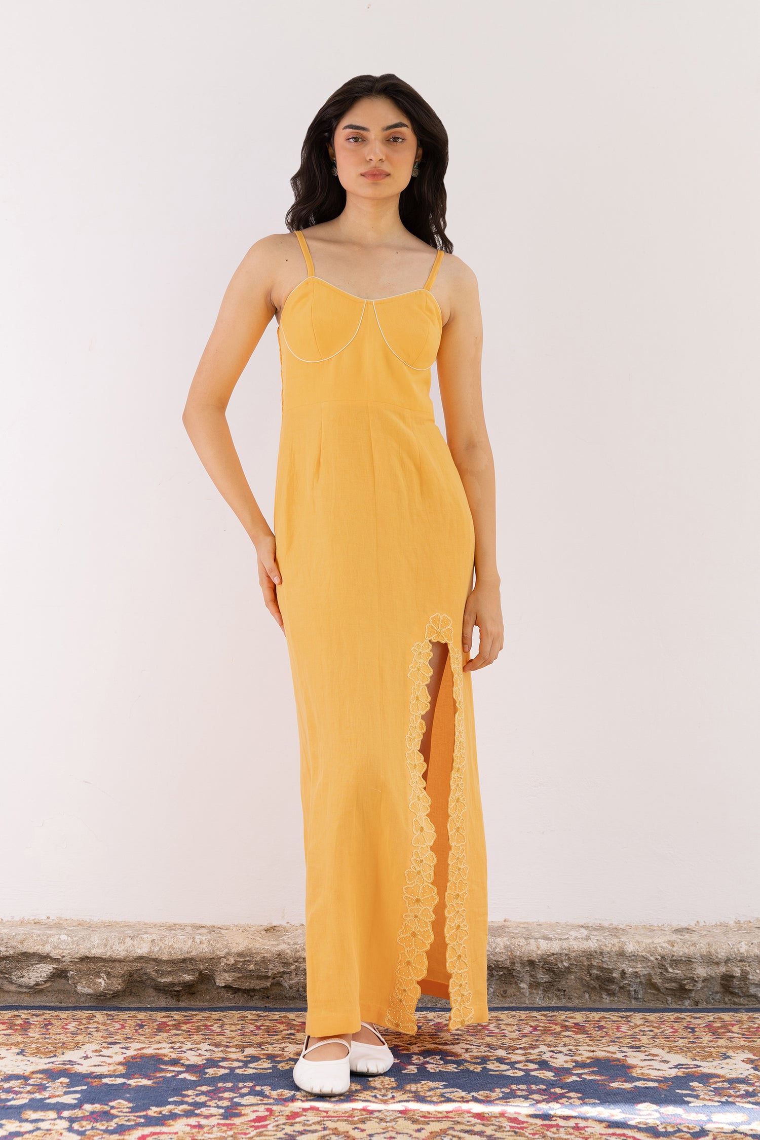 CANDLE LIGHT ORANGE SLIT DRESS –LIMITED EDITION