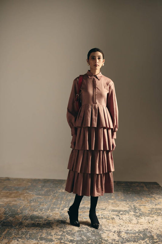 DUST ROSE LAYERED DRESS