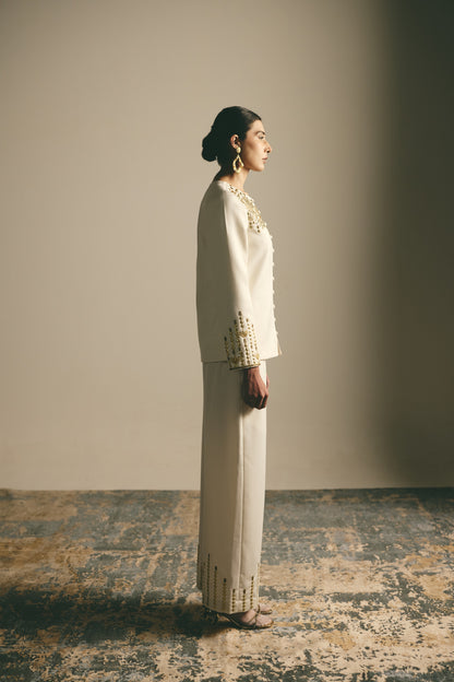 IVORY ASCEND METALLIC LONG TUNIC SET