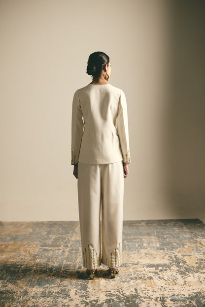 IVORY ASCEND METALLIC LONG TUNIC SET