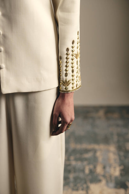 IVORY ASCEND METALLIC LONG TUNIC SET