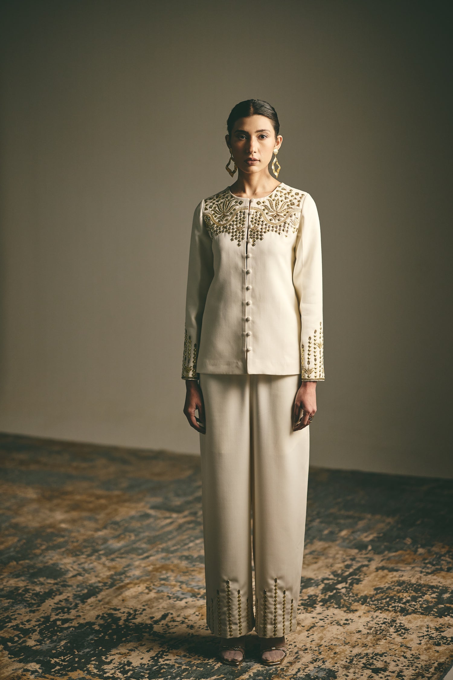 IVORY ASCEND METALLIC CO ORD SET