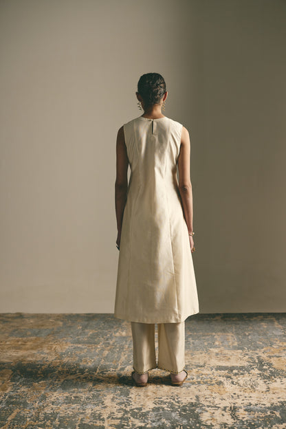 IVORY ASCEND METALLIC LONG TUNIC SET