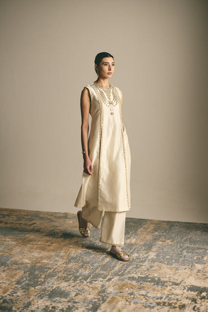 IVORY ASCEND METALLIC LONG TUNIC SET