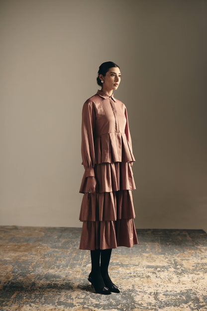 DUST ROSE LAYERED DRESS