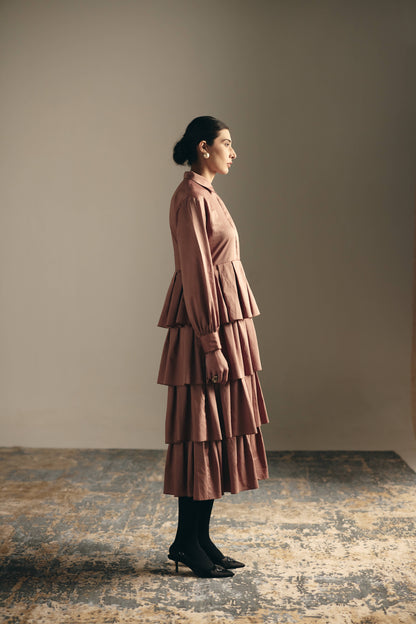 DUST ROSE LAYERED DRESS