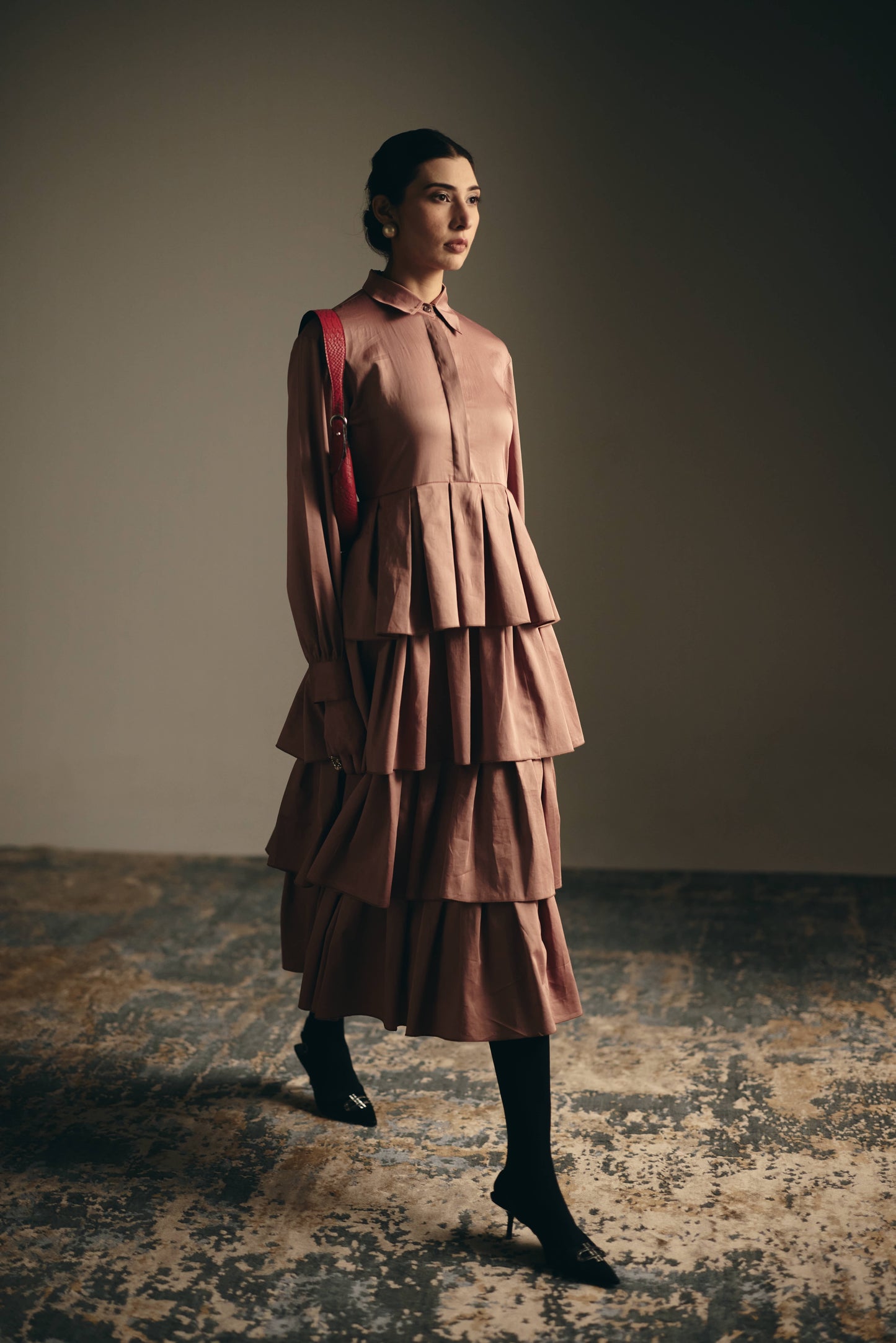 DUST ROSE LAYERED DRESS