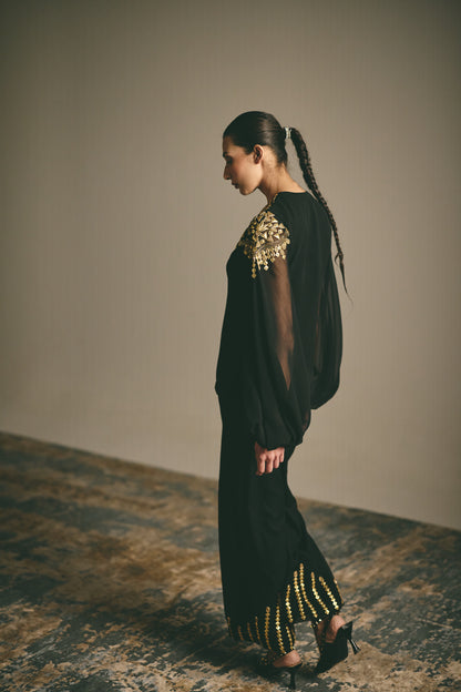 BLACK METALLIC SET - SILK GEORGETTE