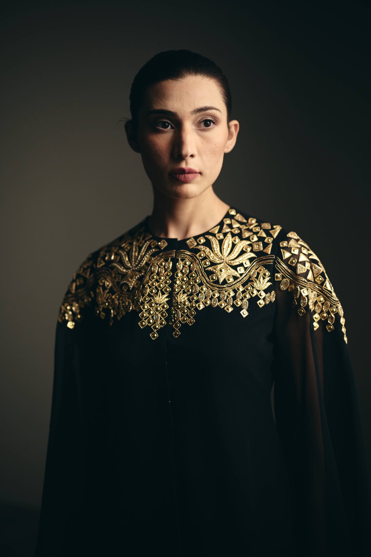 BLACK METALLIC SET - SILK GEORGETTE