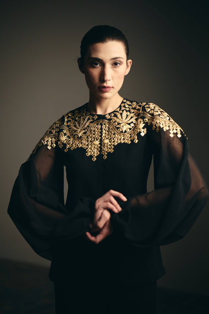 BLACK METALLIC SET - SILK GEORGETTE