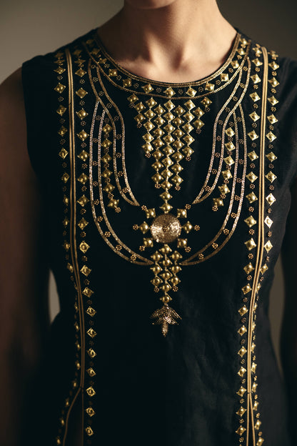 BLACK METAL LONG TUNIC SET