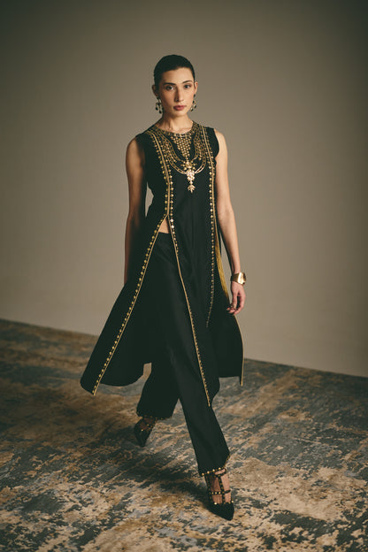 BLACK METAL LONG TUNIC SET