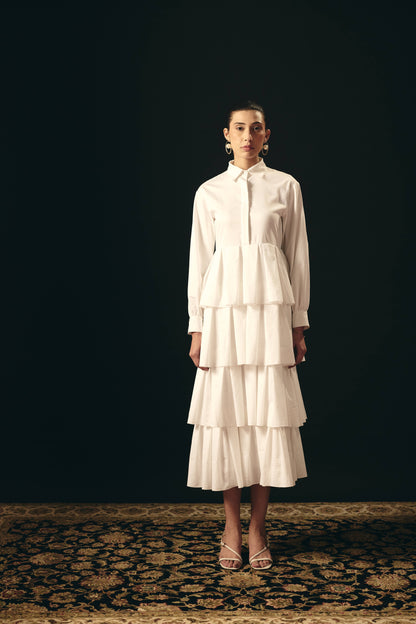 PEARL WHITE LAYERED DRESS
