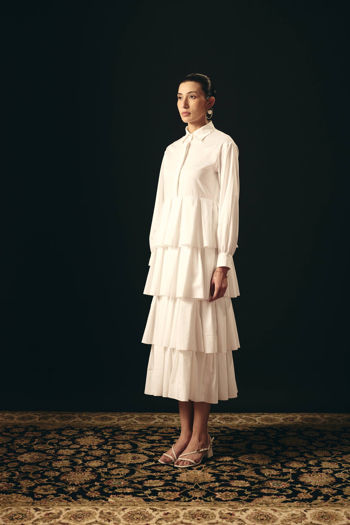 PEARL WHITE LAYERED DRESS